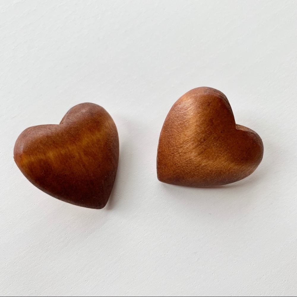 Wood Heart Shaped Earrings